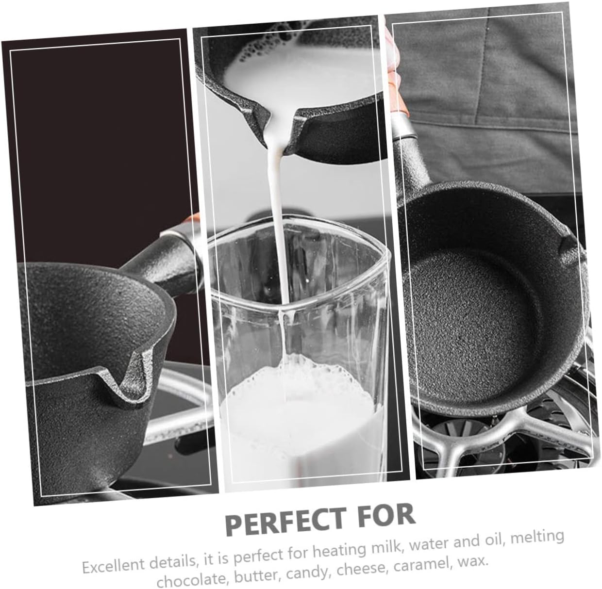 Mini Egg Frying Pan, Cast Iron Multi Functional Heating with Long Handle