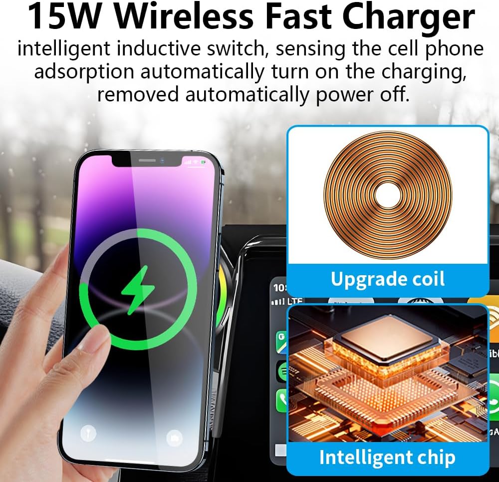 Car Magnetic Phone Mount for Kia Seltos 2021 2022 2023 Auto Interior Accessories Best Cellphone Holder Fast 15W Wireless Charger Cell Phones Charging Screen Stand