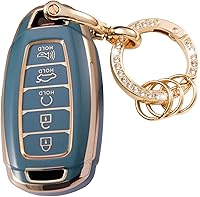 Vista 6 de Funda para llave de Hyundai con llavero de metal, compatible con Elantra Elantra GT Kona Palisade Venue Veloster, accesorios de protección suave