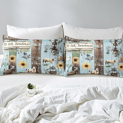 Miniatura 66 de Juego de ropa de cama de caza de ciervos, decoración de granja, pato, reno, oso, animales del bosque, vida silvestre, funda de edredón Queen