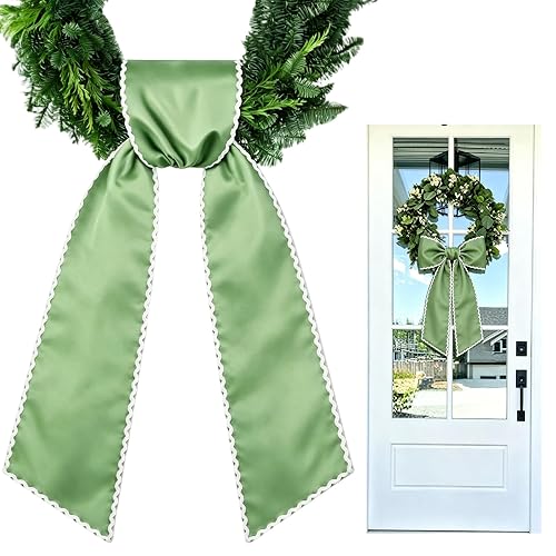 Spring Sage Green Wreath Sash for Front Door, RIC Rac