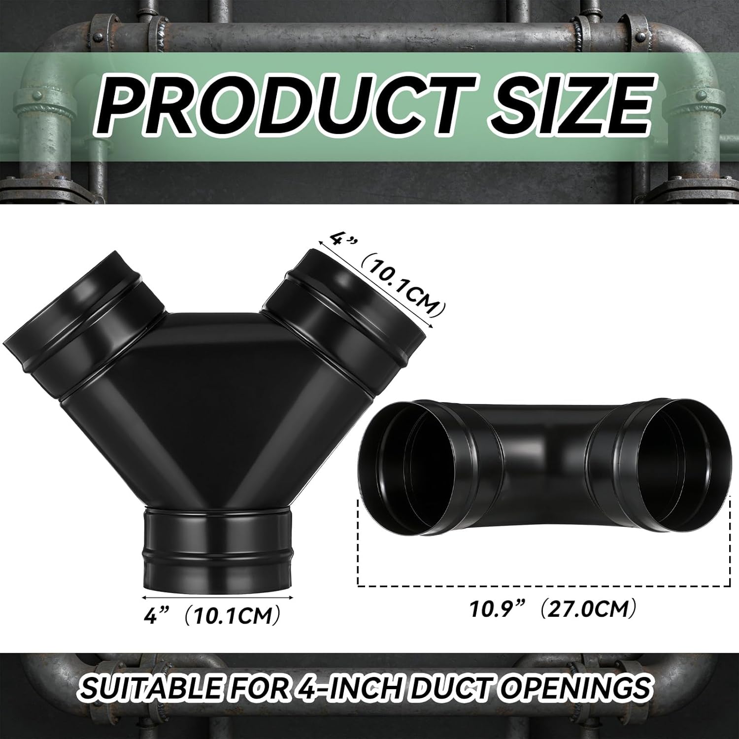 Landhoow 3 Way Duct Splitter Exhaust Pipe Splitter Y Connector for Indoor Growing Tents Dryer Vent Hoses Durable HVAC Fitting for Efficient Airflow Distribution Black (4" X 4" X 4")