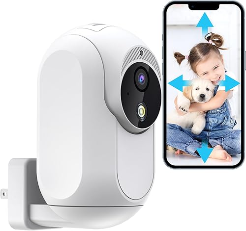P Panoraxy Cámara de seguridad AI 2K 3MP WiFi para interiores, cámara inalámbrica enchufable, detección de sonido humano 247, cámara PTZ de 2.4 G,