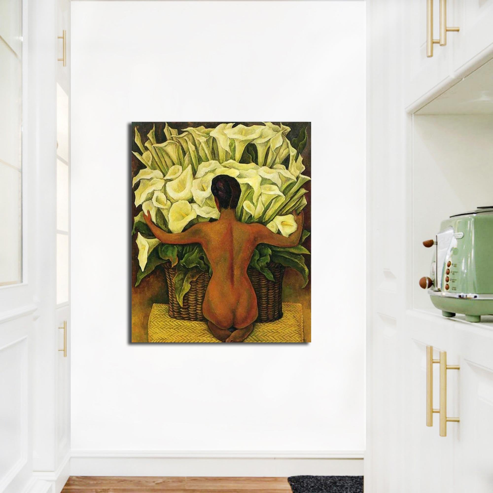 GJRYHXT Cuadro de Diego Rivera: Mujer con alcatraces. Reproducción de obras de arte famosas en lienzo. Cuadro decorativo para salón 60x70cm Solo lienzo