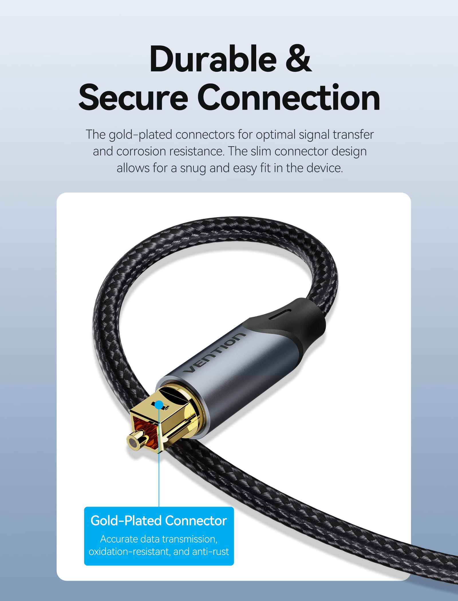 VENTION Optical Audio Cable 2m Digital Optical Audio Cable Toslink Optical Cable for Soundbar to Tv Optical Lead Gold-Plated for Home Cinema S/PDIF - Image 4