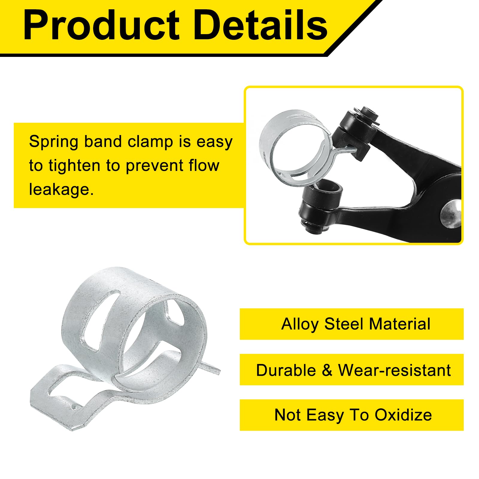Sourcingmap 12Pcs Spring Band Type Action Fuel/Silicone Vacuum Hose Pipe Clamp - Image 3