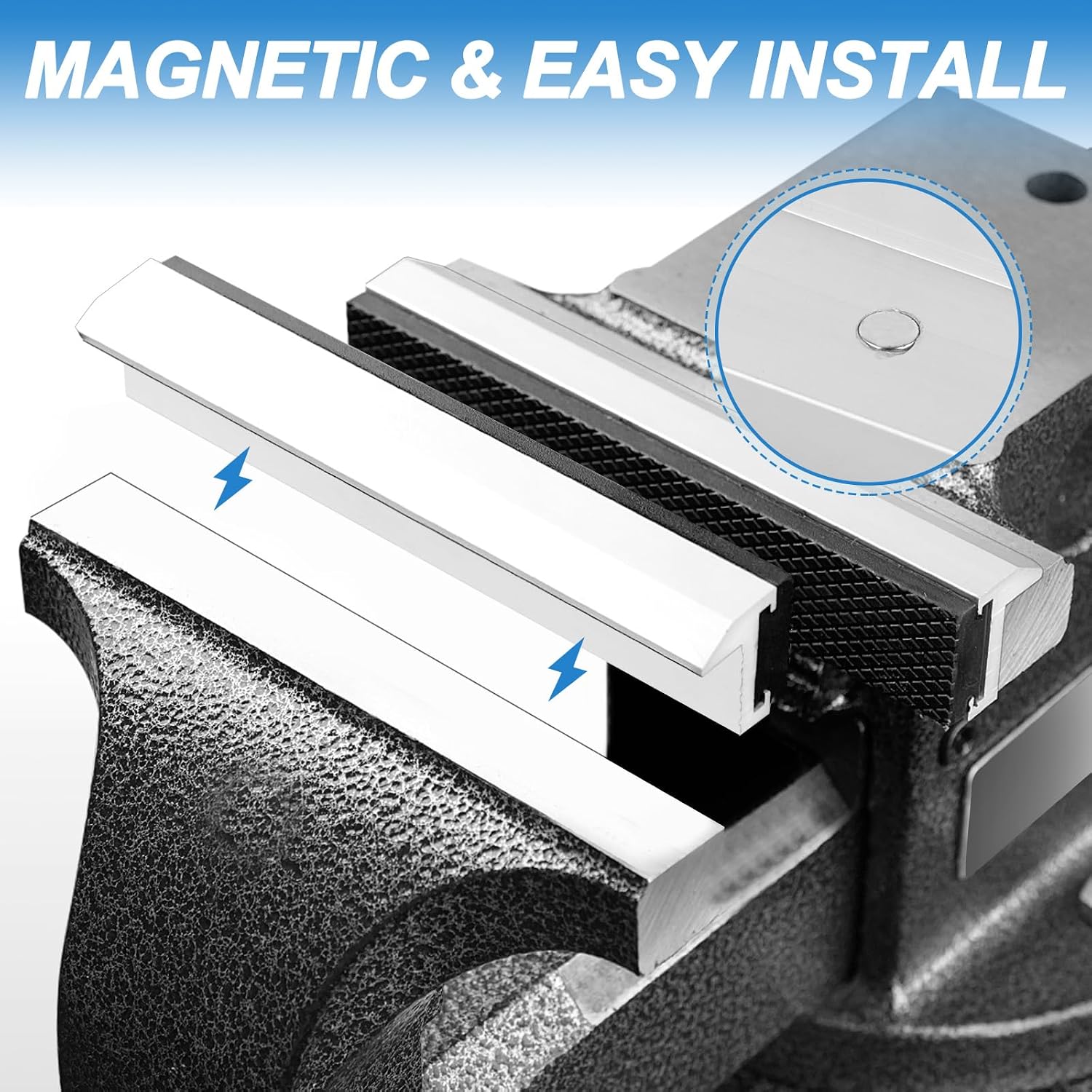 JMIATRY 3 Pair 4 Inch Vise Jaw Pads Soft Jaws For Bench Vises Magnetic Aluminum Vise Jaws Universal Soft Rubber Vice Jaw Protectors Use On Any Metal Vises