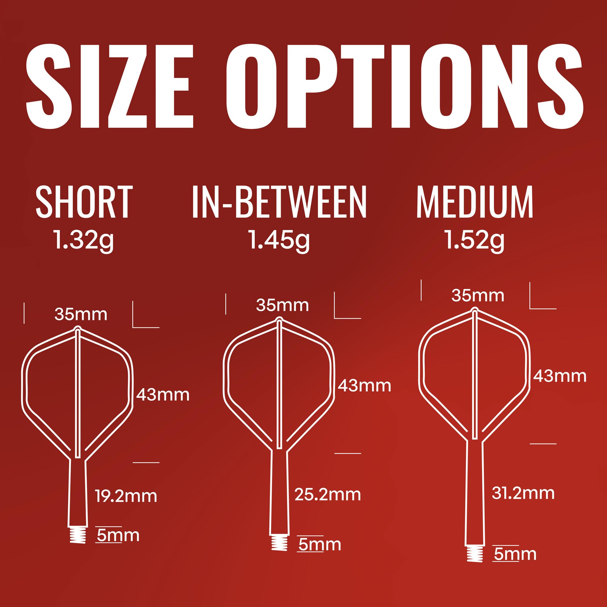 Shot! Set di 3 freccette con sistema di alette e asta, deviazioni ridotte, volo di forma standard (350 micron)