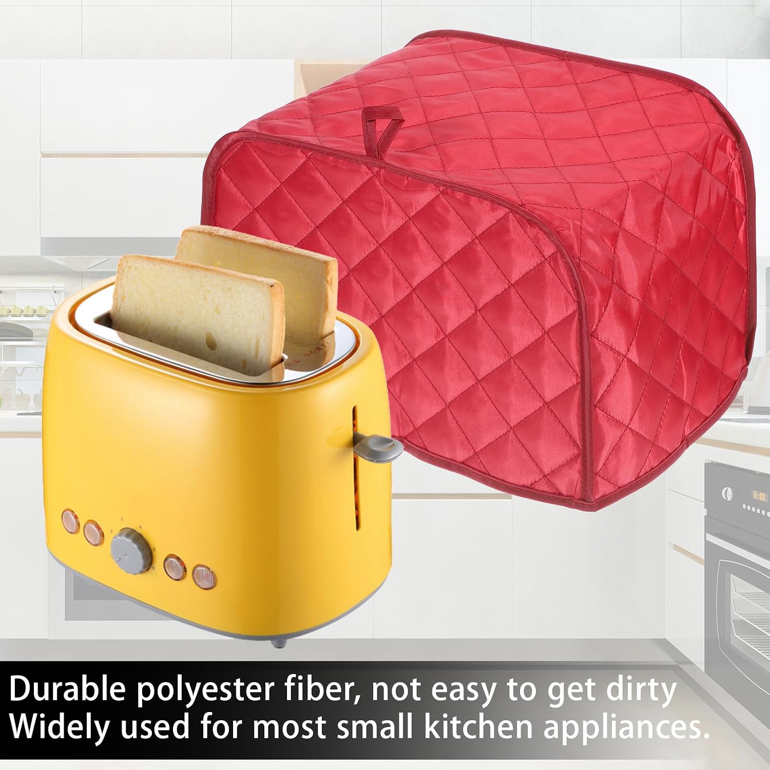 Toaster Cover 2 Slice, Two Slice Bread Machine Cover Quilted Toaster Covers, Small Appliance Covers For Kitchen, Kitchen Appliance CoversPolyester and Cotton Quilted, Red