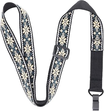 Rayzm Clip-on Ukulele Strap, Jacquard Weave Adjustable Cotton Button-Free Cross-Chest Neck Sling for Ukulele