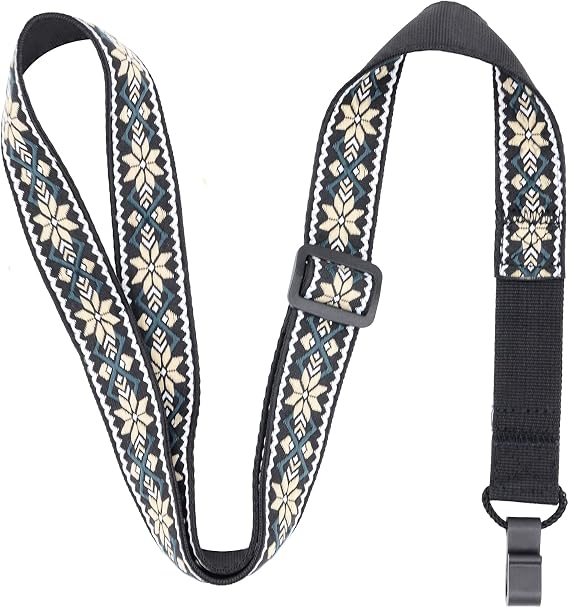 Rayzm Clip-on Ukulele Strap, Jacquard Weave Adjustable Cotton Button-Free Cross-Chest Neck Sling for Ukulele