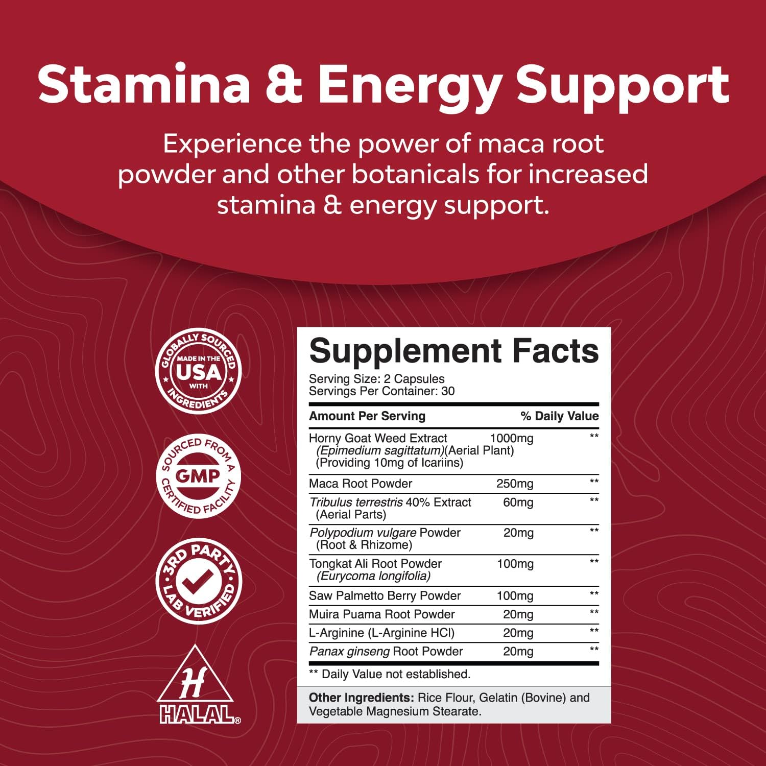 Horny Goat Weed Extract Complex - Invigorating Blend with Tribulus Saw Palmetto L Arginine and Tongkat Ali Extract and Maca Root for Men and Women for Enhanced Energy and Stamina - 30 Servings