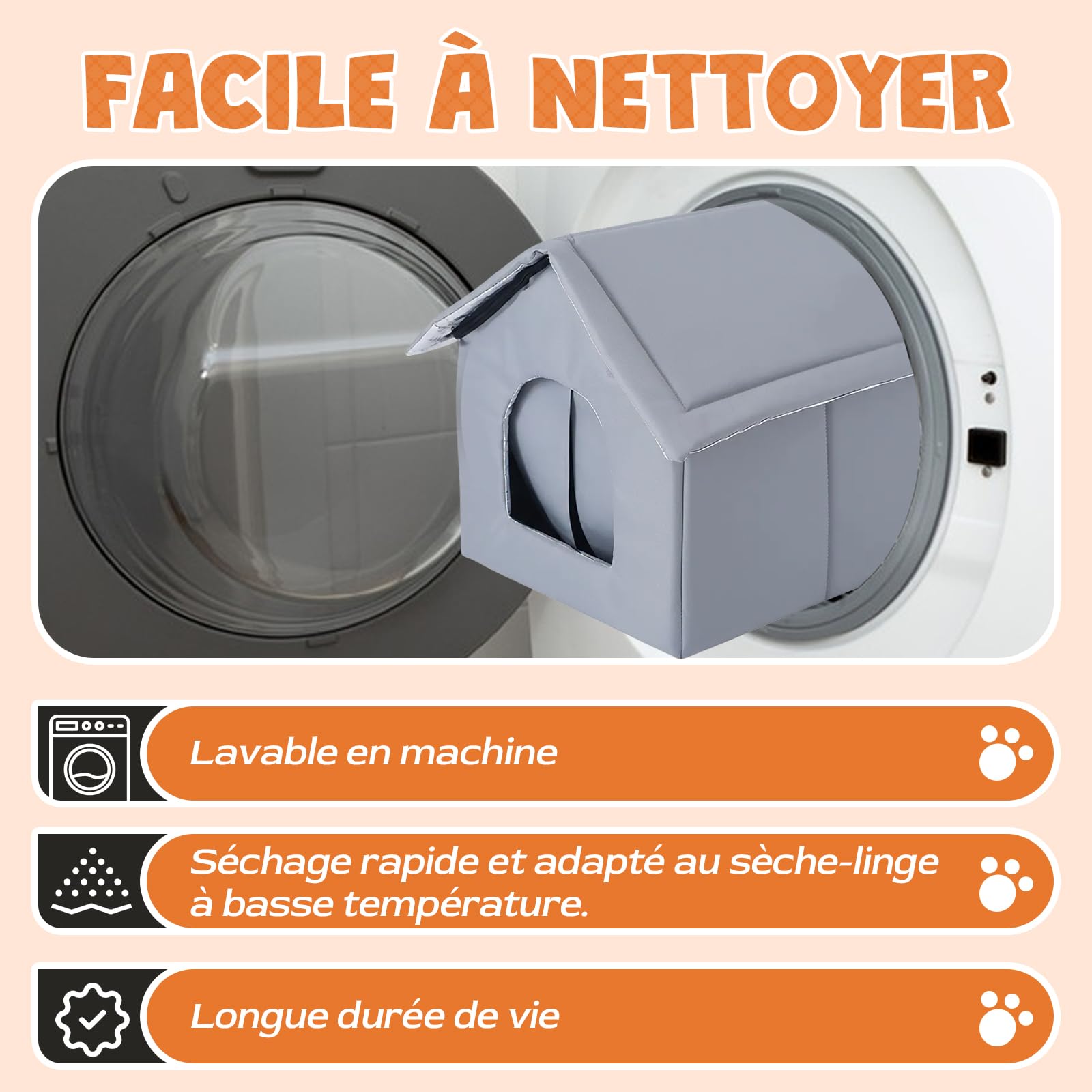 perfk Niche chauffée pour Chats d'extérieur, résistante aux intempéries, Robuste et Coupe-Vent, avec Base surélevée, abri pour Chats errants pour, M