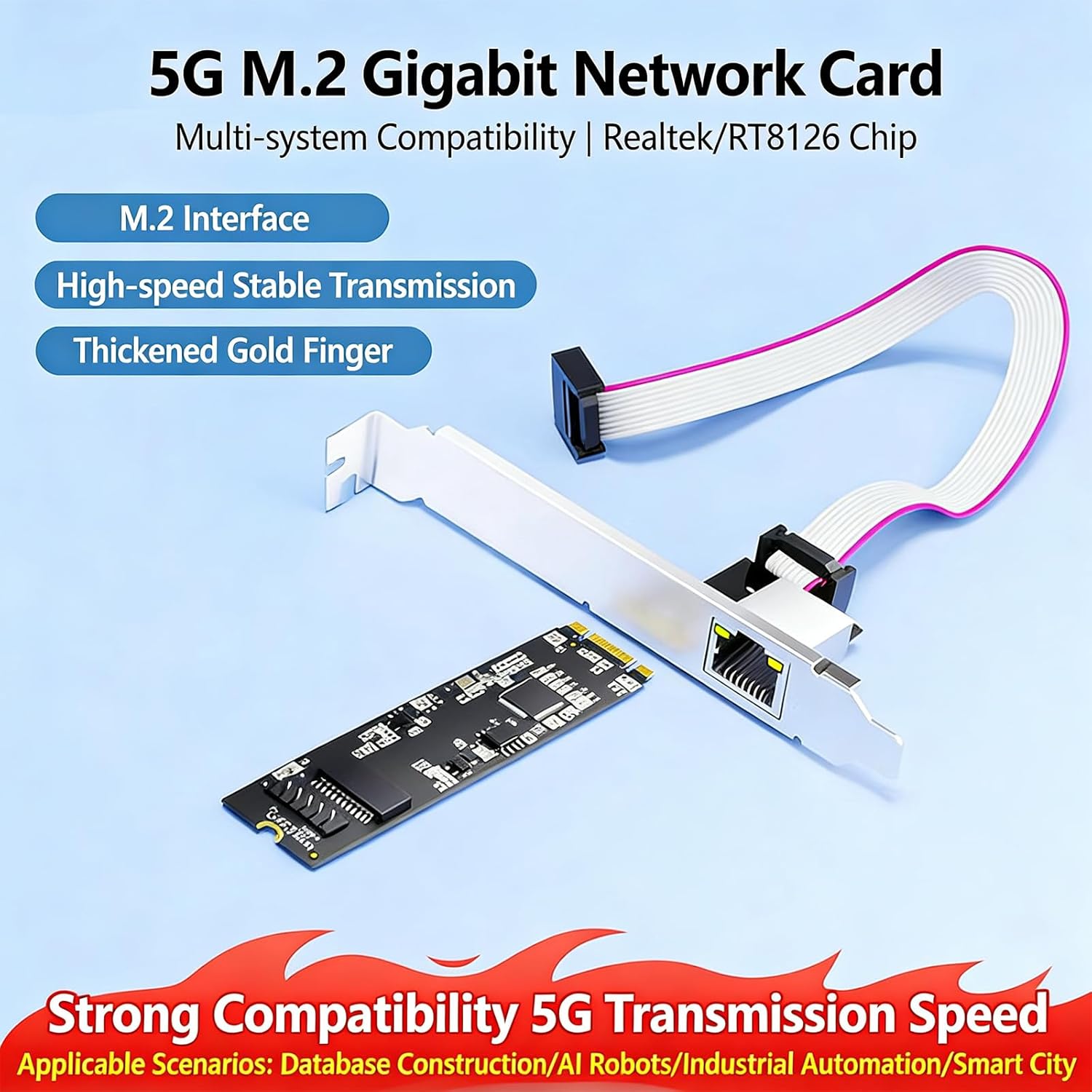 ordinarYone Industrial B+M To RTL8126 Gigabit Ethernet Card For High Speed Networking Connection Computer Streaming Accessories