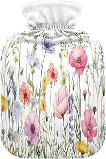 Wajiw Hot Water Bottle with Cover 2L Warm Water Bottle for Hot and Cold Compress Hot and Cold Therapies,Hand Feet Warmer,Wild Flower