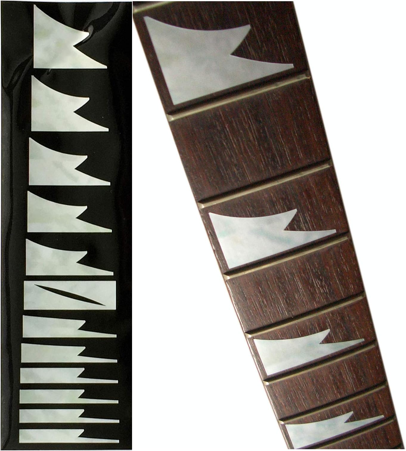 Inlaystickers Fret Markers for Guitars & Bass - Ibanez Style Shark Tooth - White Pearl, F-016ST-WT
