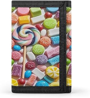 Stylish Trifold Wallet Slim Minimalist Front Pocket Cards Purse | Sweet Candy Backdrop Wallet for Men Women Outdoor Sports Wallets Credit Card Holder Extra Capacity Compact Wallet