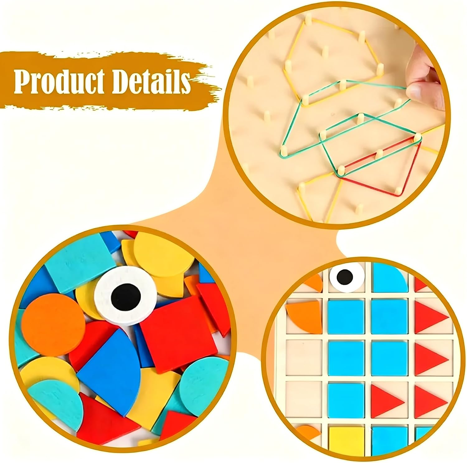 Dementia Activities for Seniors – 2-in-1 Brain & Fine Motor Skills Set, Wooden Puzzle Blocks & Geoboard for Alzheimer’s Patients, Anxiety Relief & Hand Dexterity Support