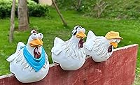 Vista 4 de Estatuas divertidas de pollos de granja de Euiroet, decoración de cerca de pollos, decoraciones lindas de pollos de resina, estatua de animal real