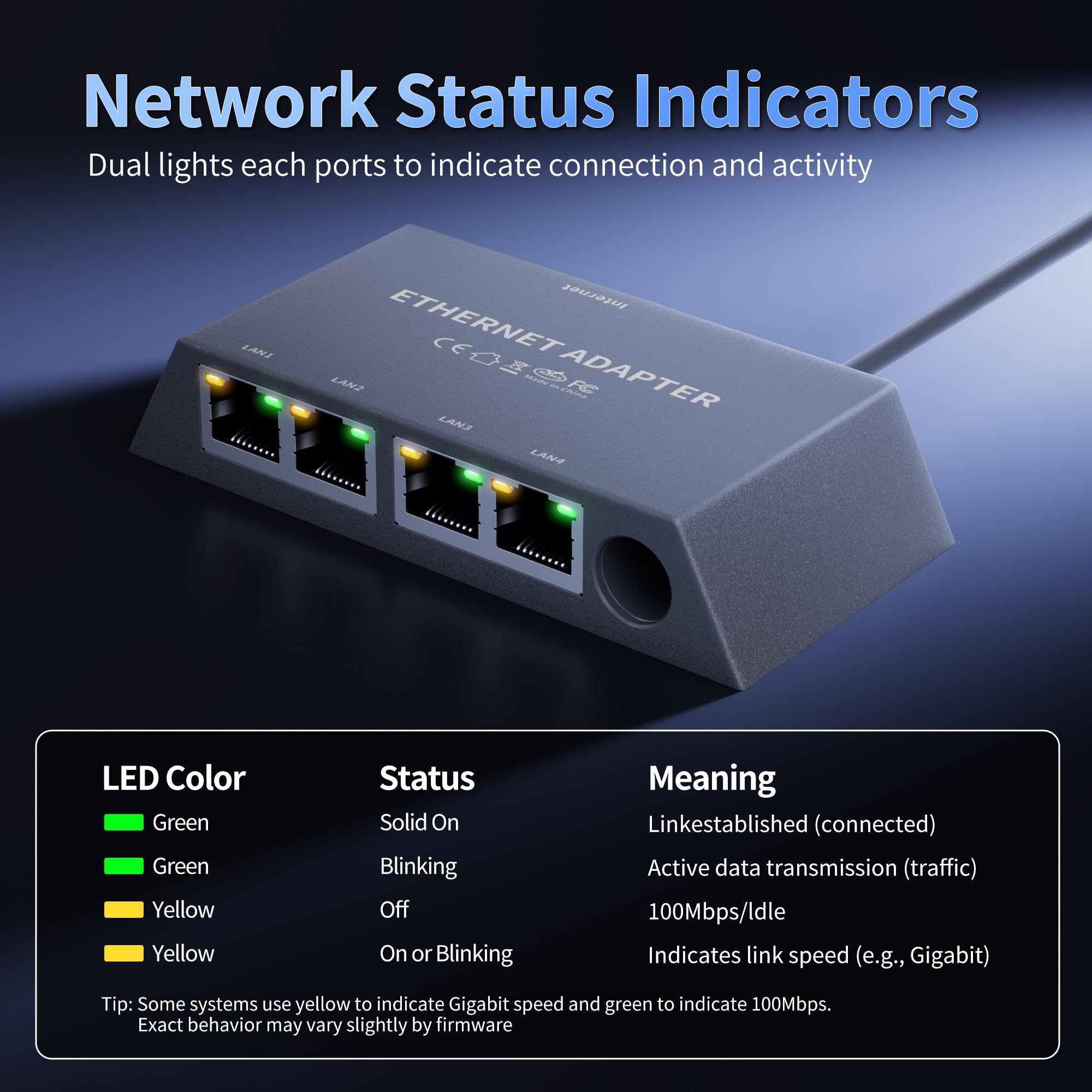 Adaptador Ethernet Starlink mini/Gen 3 con cable Gen3 Rj45 | Starlink - Adaptador Ethernet para red externa con cable de 4 puertos de salida simultáneamente, hasta 1 Gbps