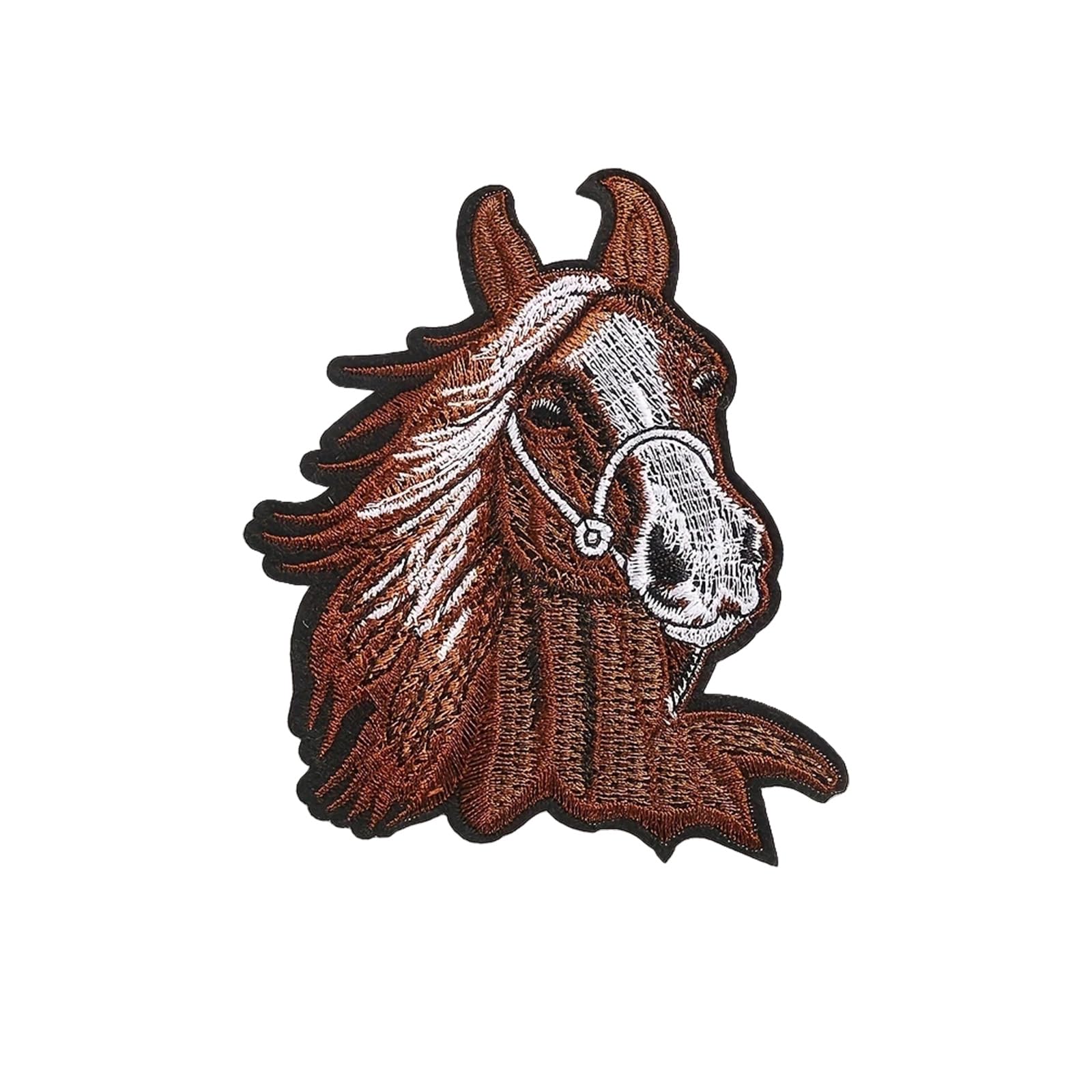 Lerpwige Animal Sew On/Iron on Patches Horse Head Embroidered Ponies Sewing Applique for Bag Decoration Sewing Embroidered Horse Head Iron On/sew on