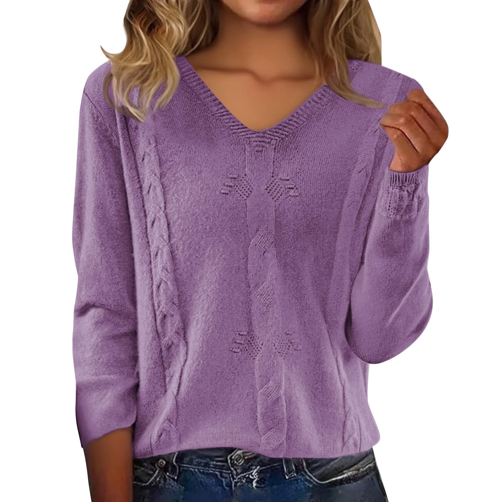 Womens Lightweight Casual Loose Pullover Oversized Knitted Soft Tops Winter Warm Long Sleeve Solid Color Sweaters