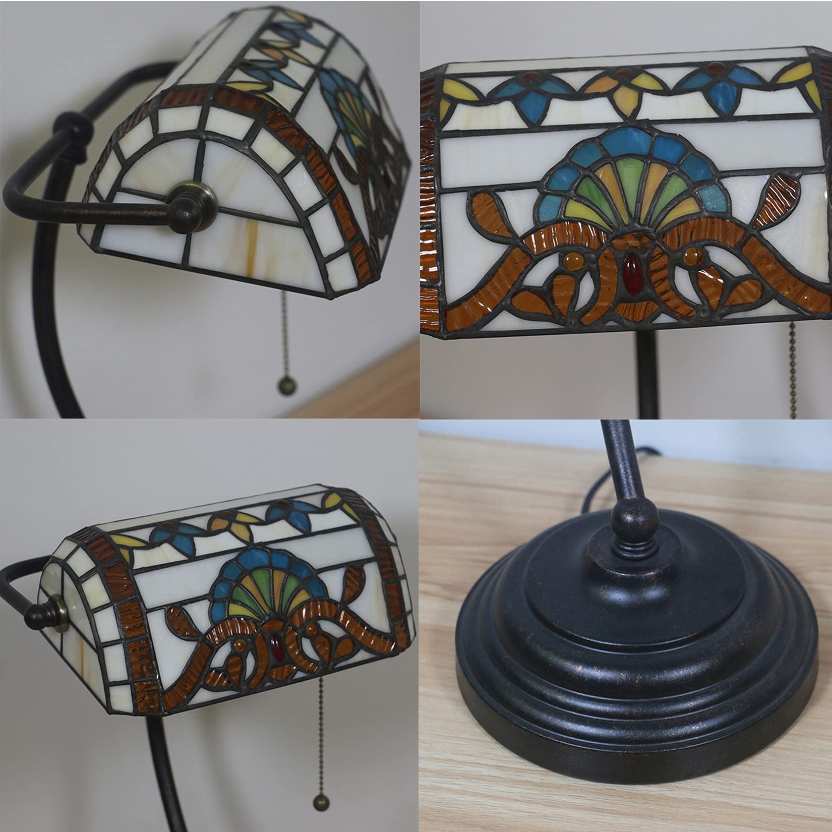 Lampada da banchiere Lampada da scrivania in Stile Tiffany Lampada da Tavolo in Vetro colorato in Stile Barocco Lampada da Pianoforte Regolabile Alta 15 Pollici Lampada da Memoria Piccola Lampada da