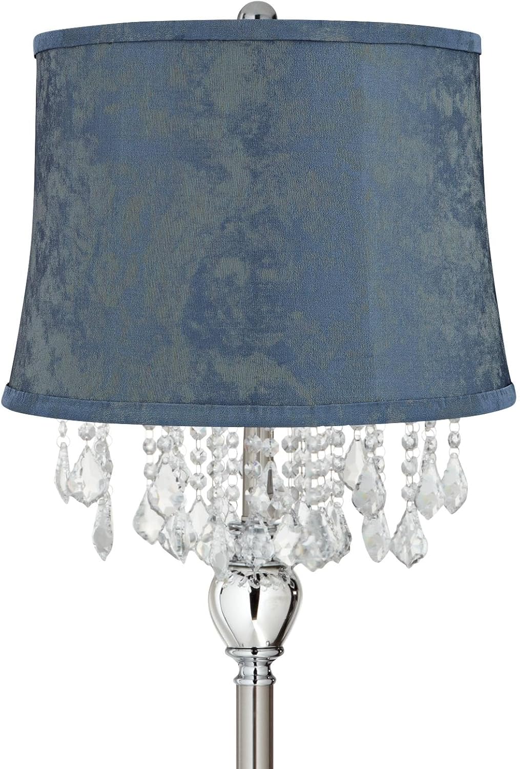 360 Lighting Crystals 60 1/2" Satin Steel Floor Lamp with Nagano Blue Shade