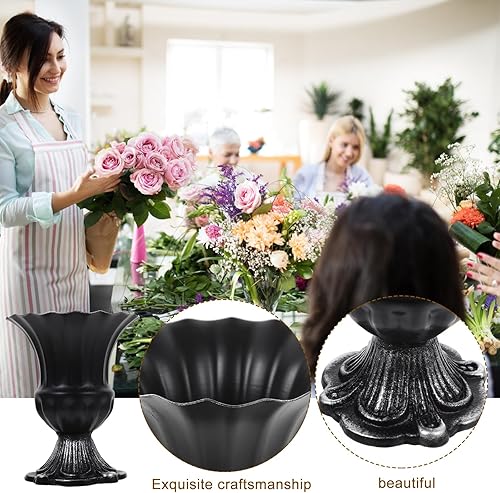 Miniatura 9 de MAGICLULU Florero de mesa de metal, maceta de trompeta, florero floral, florero decorativo de escritorio, pequeño jarrón de metal antiguo, jarrón de