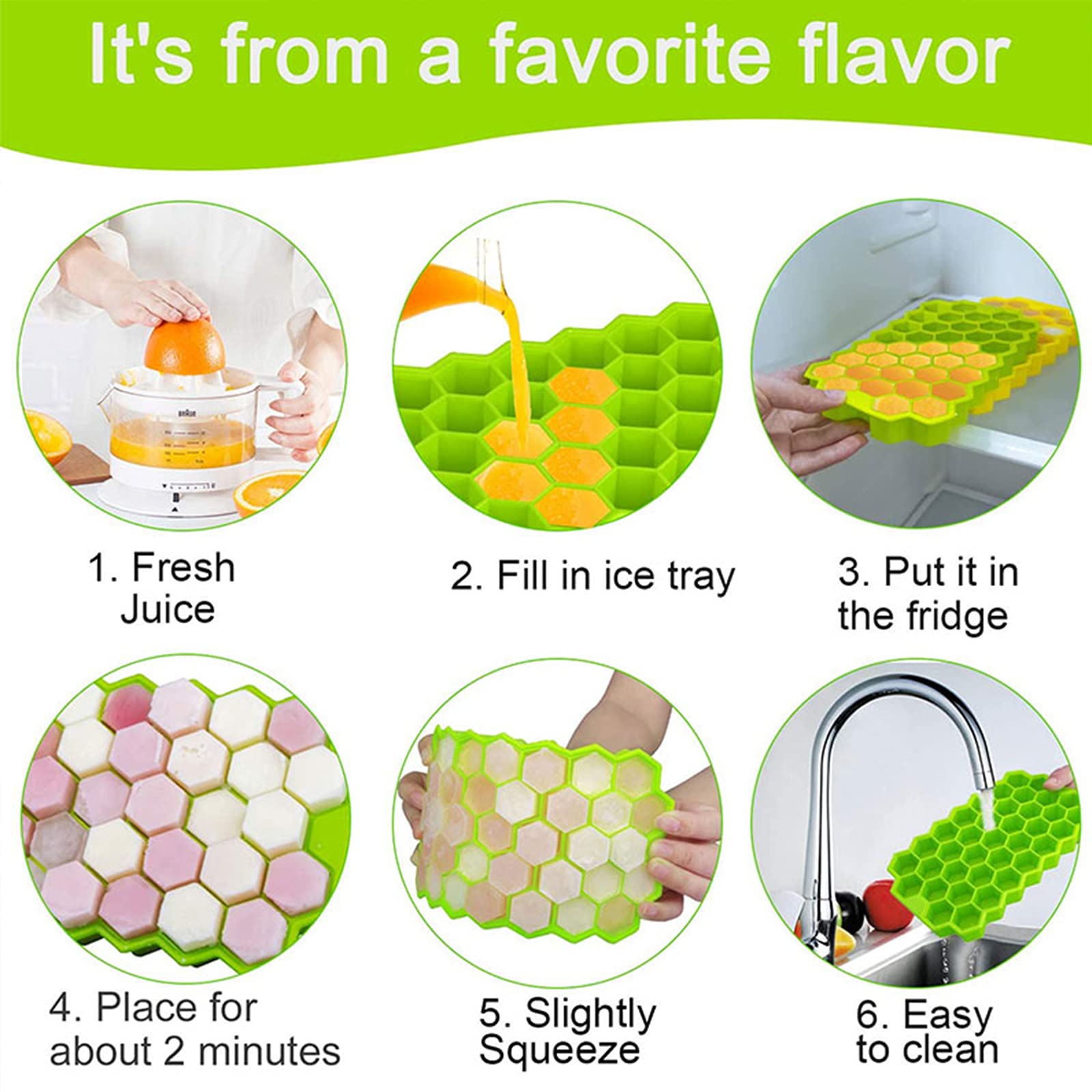 Moule à Glaçons en Silicone Nid d'abeille 2 Pièces avec Couvercles Amovibles Bacs à Glaçons en Gel de Silice sans BPA