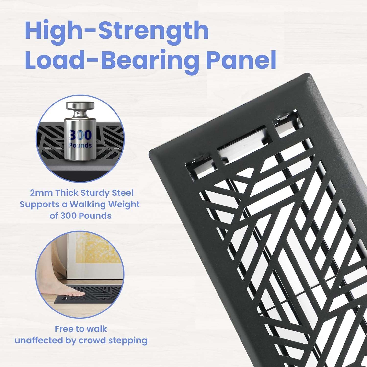 4x10インチ 2個パック 高耐久 歩きやすい フロアレジスター 調整簡単 給気レバー フロアベント - ブルックリンデザイン -