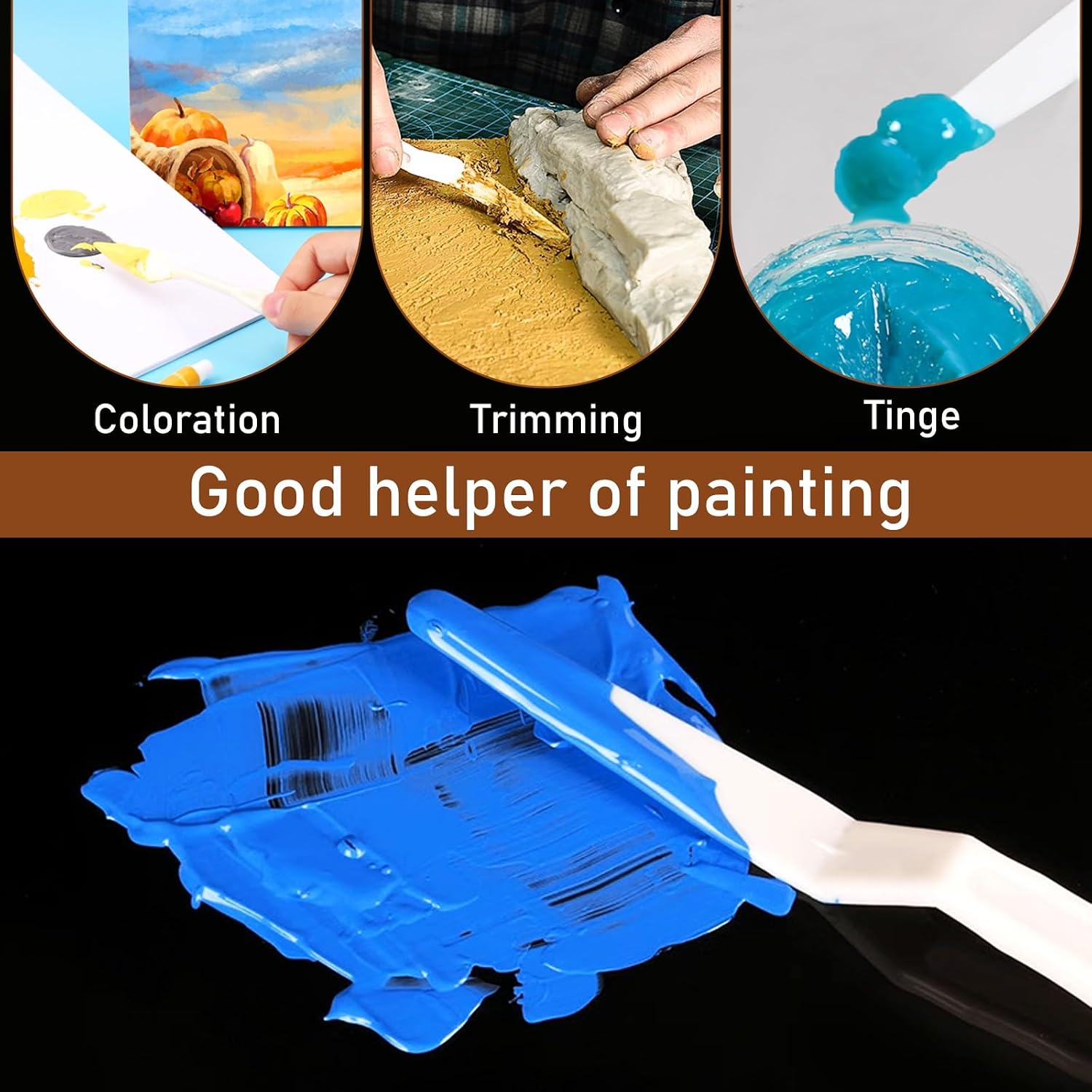 30 Pcs Paint Spatula Tools Plastic Painting Palette Knives White Art Artist Knife Tools Thin and Flexible Art Pallet Knife Palette Knife Set for Oil Acrylic Painting Color Mixing image 5