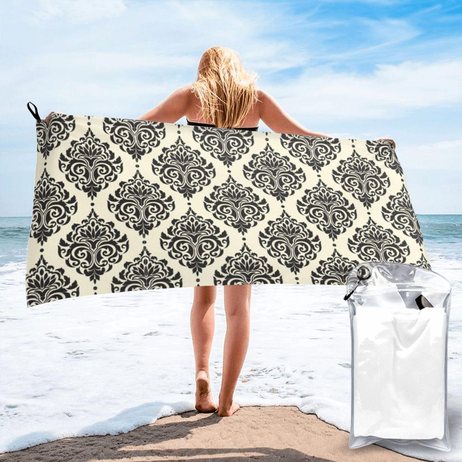 WYCZHY Asian Elephants Print Beach Towel Soft Quick Dry For Spa Pool Gym Vacation Travelers Women Men Adults Sauna Gift