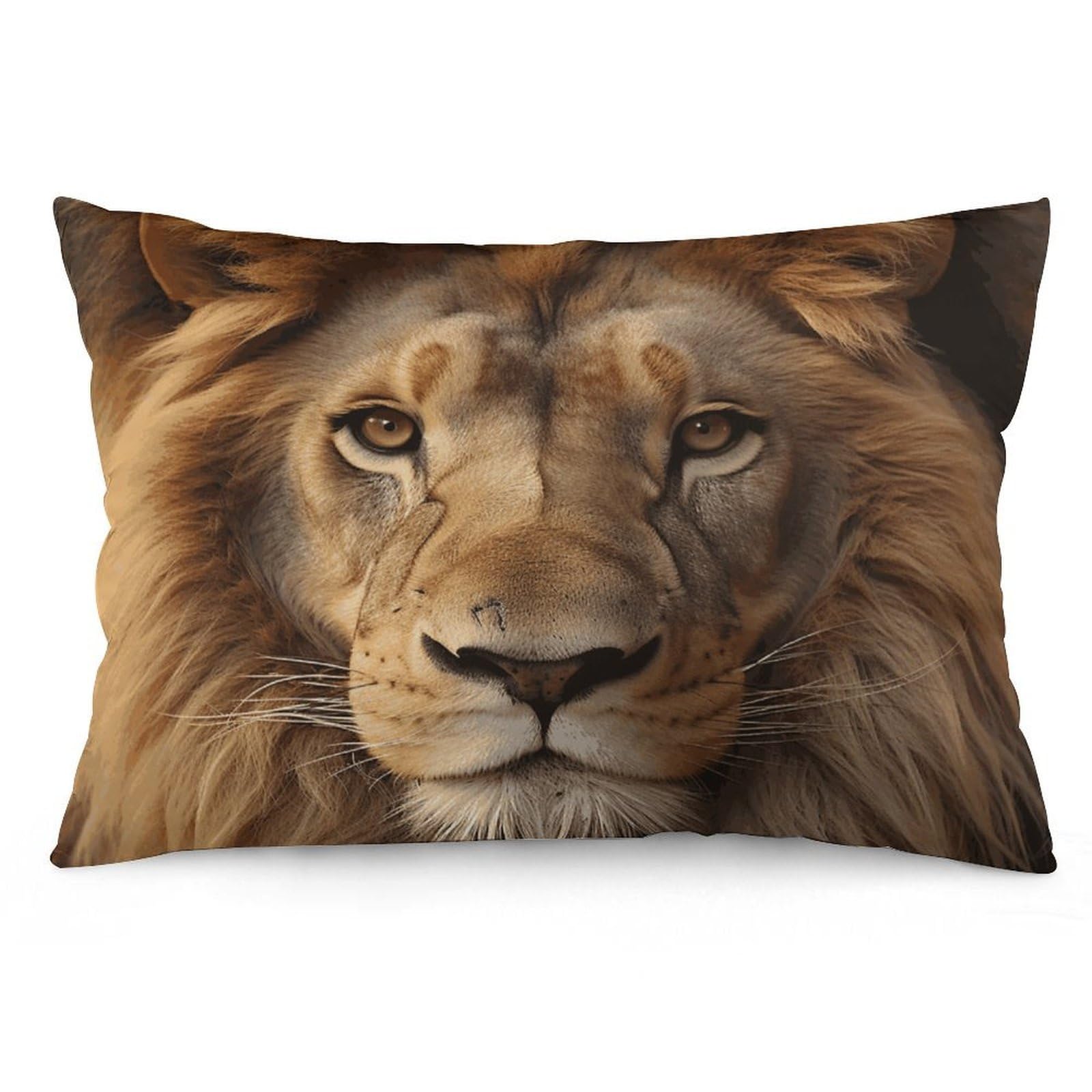 FodPand Decorative Throw Pillow Covers 12x20 Short Plush African Lion Head Body Pillowcase Cushion Cases with Invisible Zipper Rectangle Lumbar Pillow Shells for Sofa Couch Chair Bed Home Decor