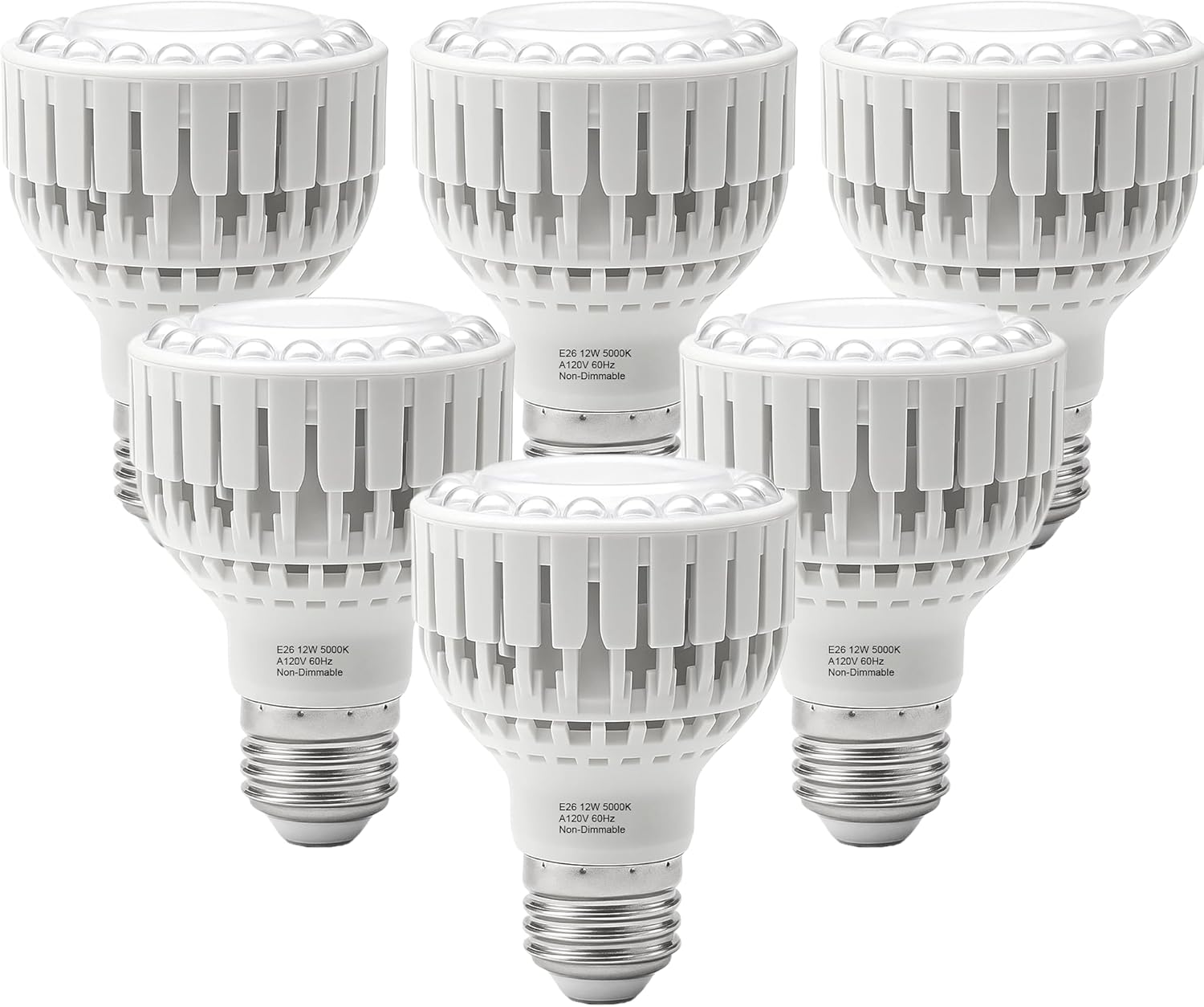Juhefa LED Grow Light Bulb E26, Full Spectrum 5000K Plant Light Bulb for Indoor Plants Growing, 12W (Equivalent to 80W), High Output for Faster Growth, 6 Pack
