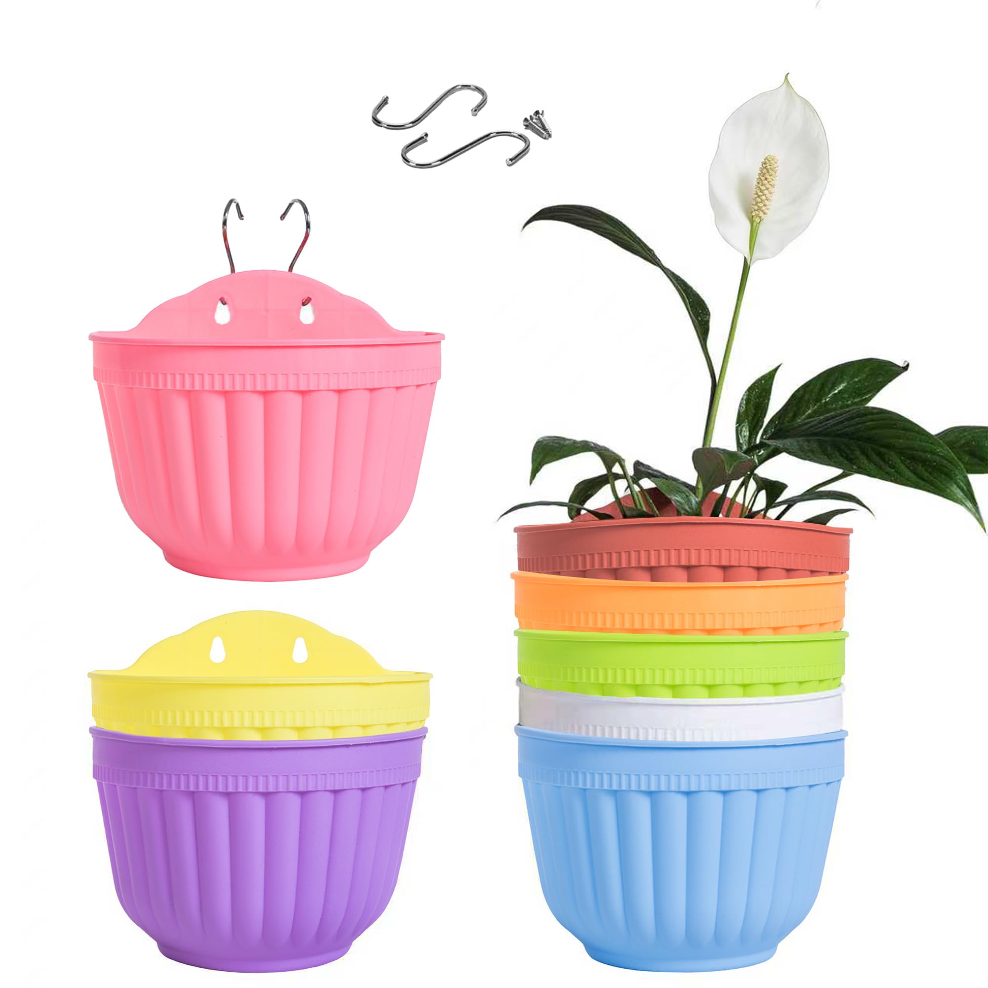 8 Pcs Colorful Resin Wall Hanging Planters
