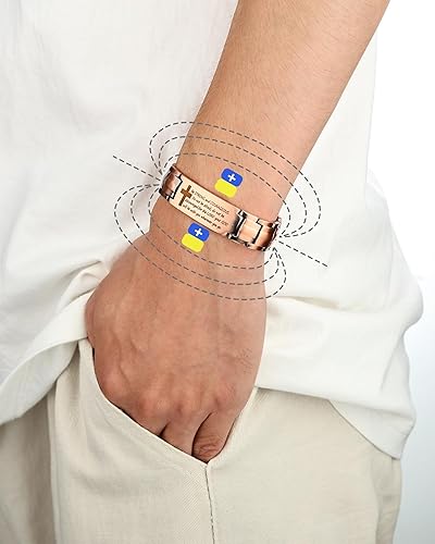 Miniatura 7 de MagEnergy Pulsera de cruz de cobre para hombre, pulsera magnética de cobre ultra fuerte para hombre, pulsera de cobre ajustable con caja de joyería