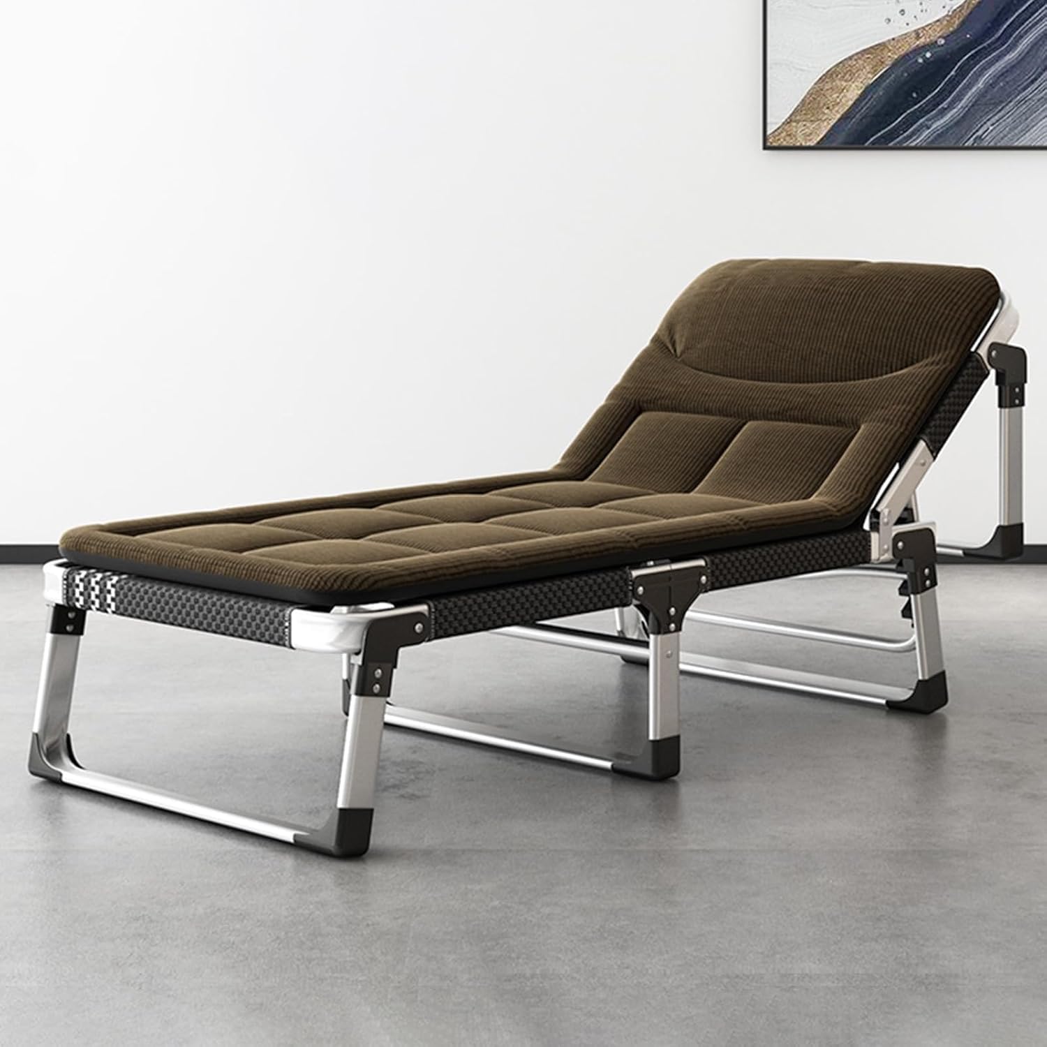 Opvouwbaar bed Campingbedjes voor volwassenen Aluminiumlegering Draagbaar Opvouwbaar slaapwiegje met matras 5-positie Opklapbare stoelbed