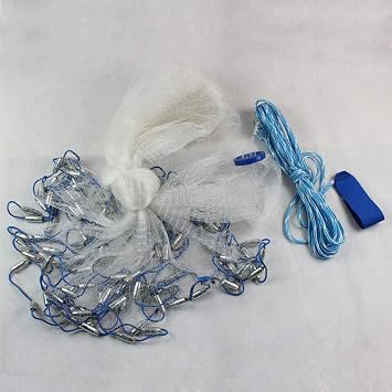 10ft Cast Net Fishing Cast, Hand Throw Fishing Net Mullet Net Circle Net, Foldable Rotating Net Mesh Net for Fishing