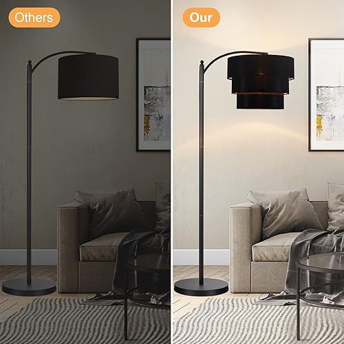 Miniatura 3 de Pantallas de lámpara para lámparas de pie, lámpara de repuesto de lámpara colgante de iluminación, pantalla de tela de tambor de 3 niveles con lino