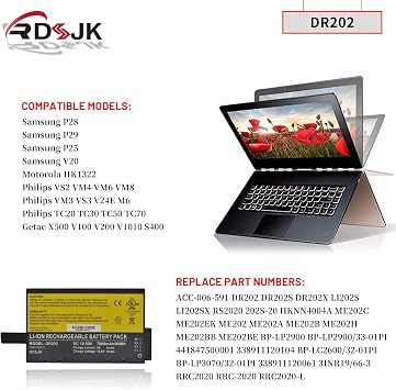 DR202 ACC-006-591 Laptop Battery for Getac X500 V100 V200 V1010 S400 Series DR202S DR202X LI202S LI202SX RS2020 ME202C ME202EK ME202 ME202A ME202B ME202H BP-LP2900 338911120104 441847500001 HKNN4004A