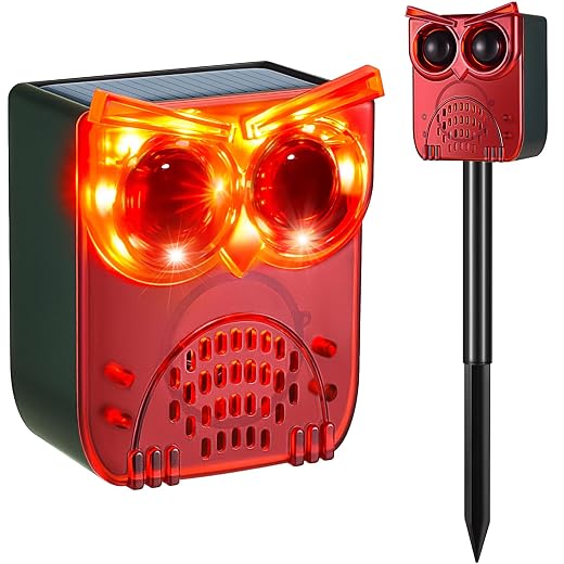 Solar Outdoor Motion Sensor Alarm, 129dB Dog Barking & Gunshot Sound, 13 Looping Sounds to Prevent Habituation, 4 Work Modes, IP55 Weatherproof Alarm for Home, Villa, Yard, Chicken Coop