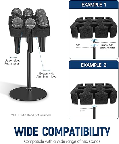 Miniatura 4 de Soporte para micrófono múltiple aluminio gruesopersonalizado para soporte de micrófono con capacidad para hasta 8 micrófonos. Soporte múltiple de