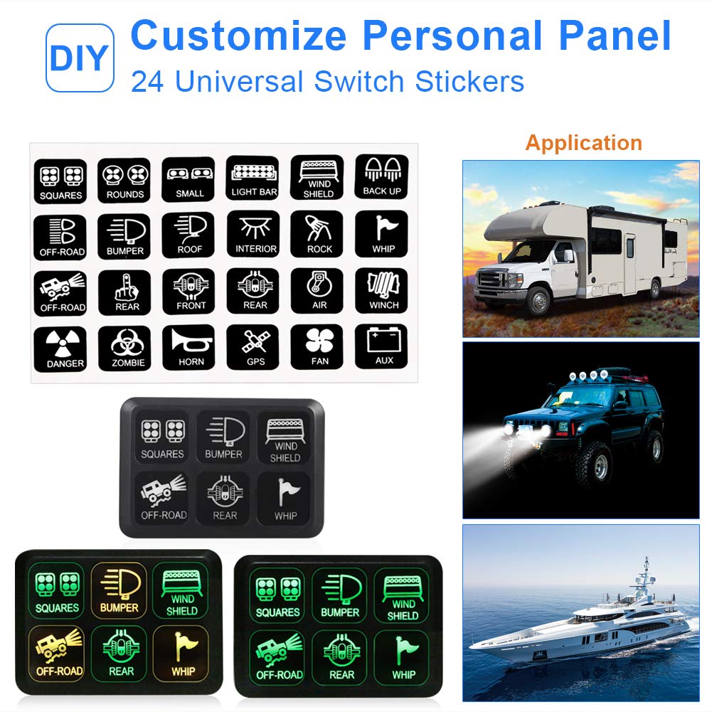 Exсluѕіvе Sресіаl WATERWICH 6 Gang Switch Panel Electronic Relay System Circuit Control Box Waterproof Fuse Relay Box Wiring Harness Assemblies for Car Auto Truck Boat Marine (Universal 6 Gang Button Switch Panel)