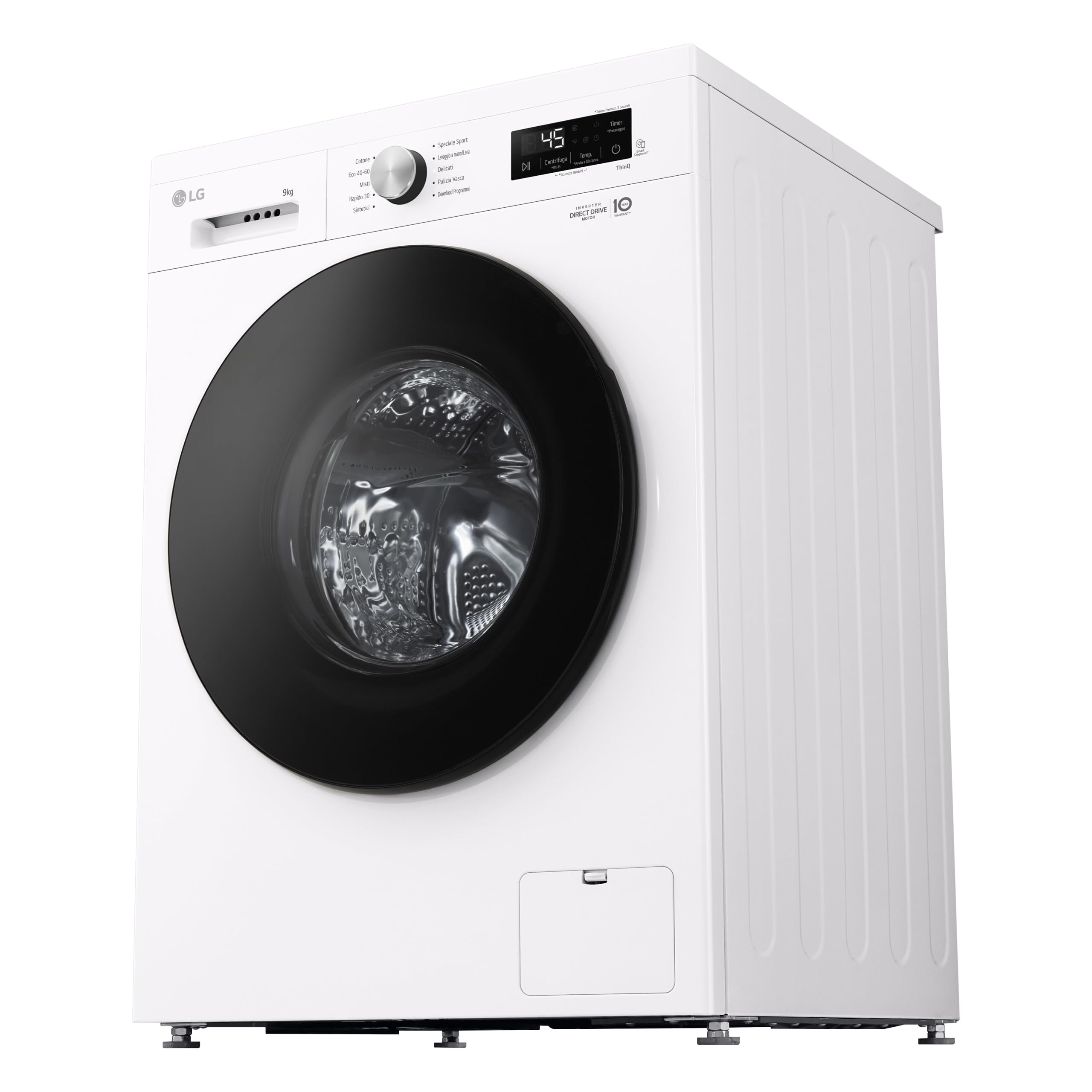 LG F4NX1009NWB Lavatrice 9 kg a Carica Frontale Serie X1, Classe A, 1400 giri, Wi-Fi, 6 Motion Direct Drive, Lavaggio a Vapore Allergy Care, Libera installazione, Essence White