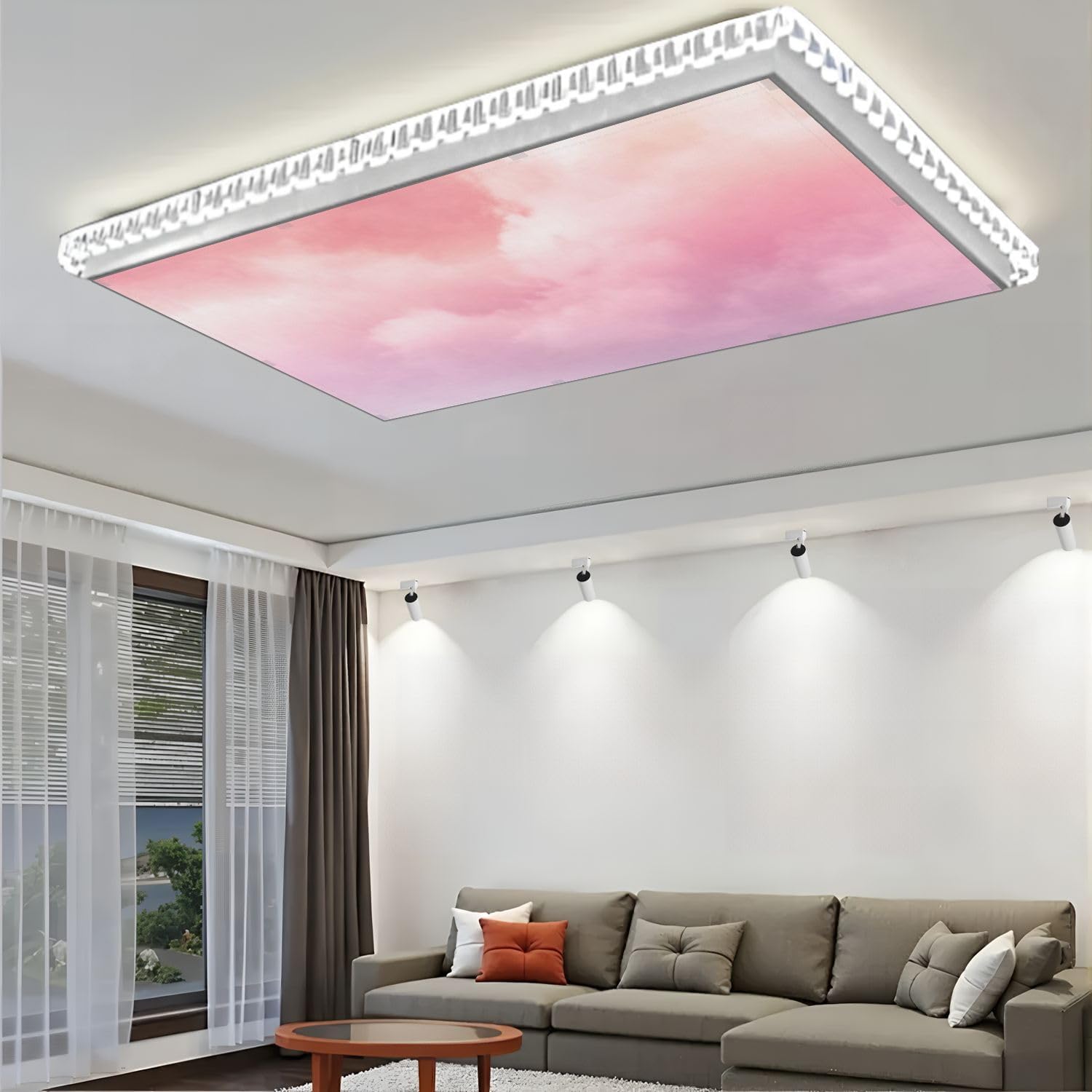 Fluorescent Light Covers for Ceiling Lights Soft Clouds Sky Where Gentle Pastel Gradation Easy to Install Magnetic Light Filter for Classroom Office Hospitals School Home Decor