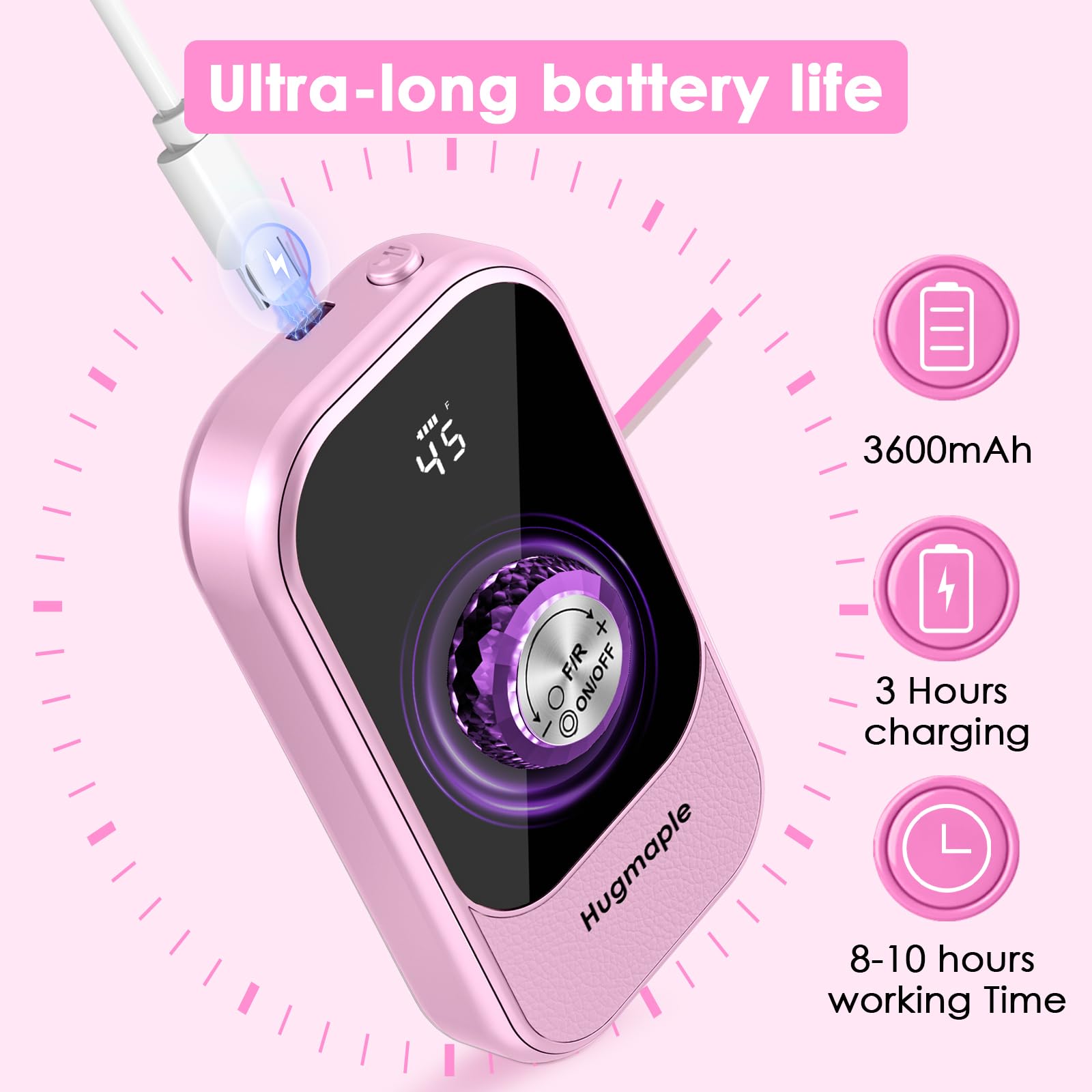HUGMAPLE Professional 45,000 RPM Rechargeable Electric Nail Drill Kit