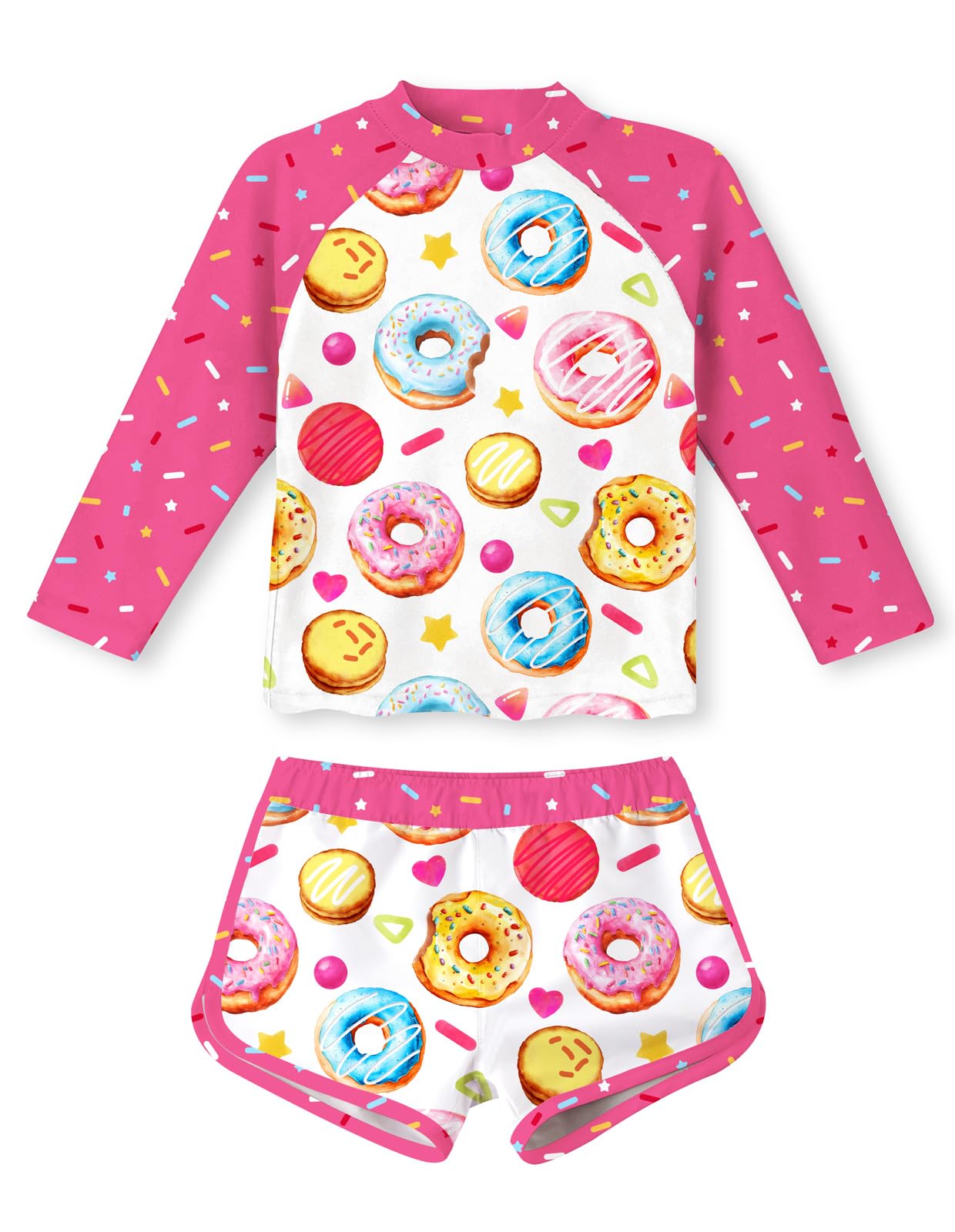 TUONROAD Girls 2 Pieces Rash Guard Swimsuit Long Sleeve Tankini for 4-10Y