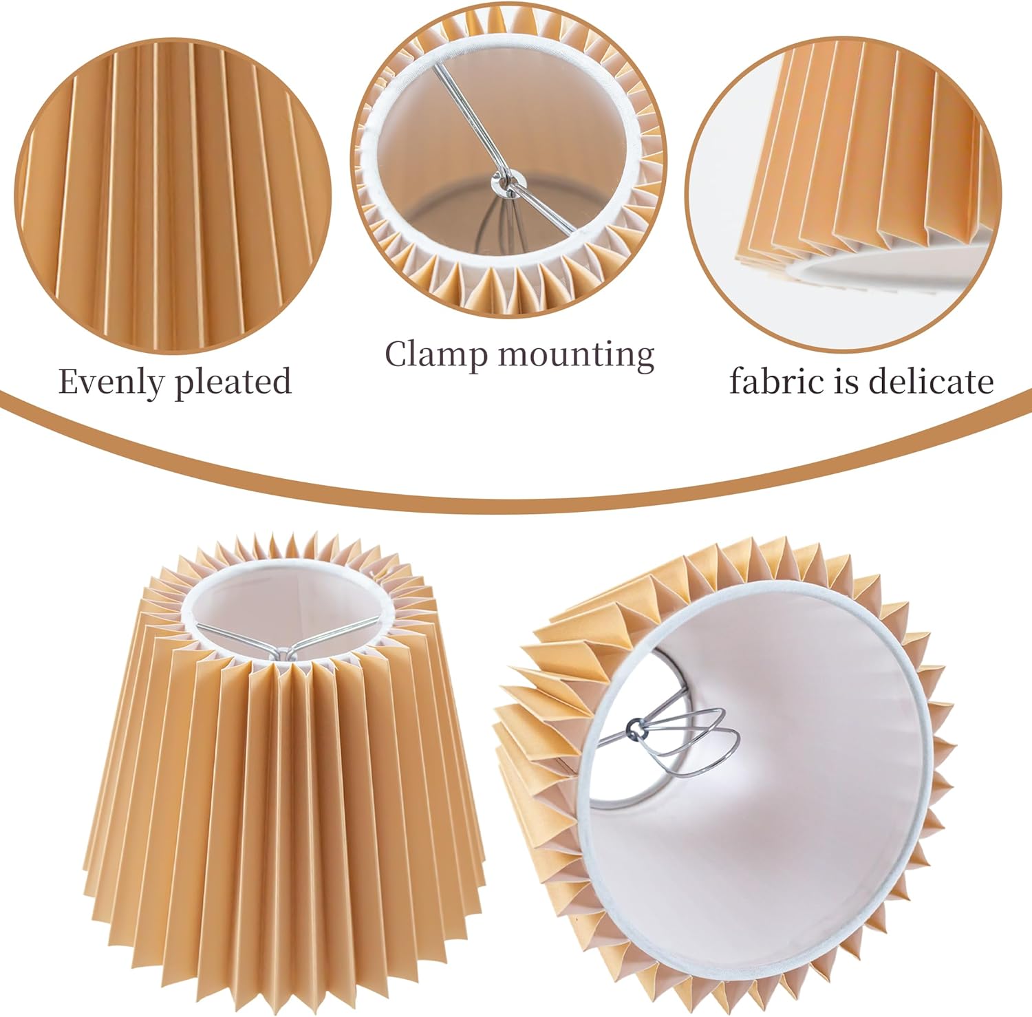 Small Pleated Lampshade Chandelier Shades Set of 6, Lampshade for Wall Lamp,Chandelier Shades,Small Table Lamps,For Cutting Edge Bulbs, Light Bulb Shade,Chandelier Light Covers,4" X 5" X 6"