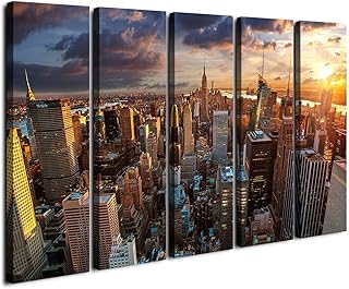FUIENCFKE New York Sundown Canvas Print Large Wall City Landscape Extra ...